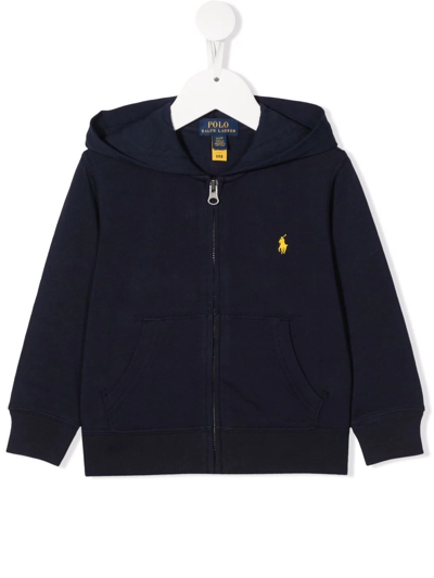 Polo Ralph Lauren Kids' Logo-print Zipped Hoodie In Blue
