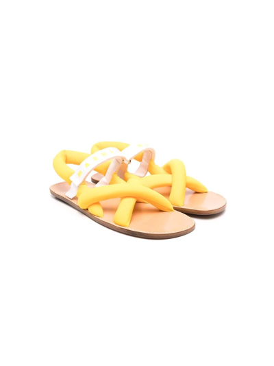 Marni Kids' Crossover-strap Detail Sandals In White
