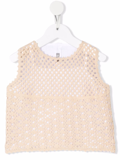 Il Gufo Kids' Macramé-detail Sleeveless Blouse In White