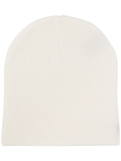 Undercover Logo-tab Knitted Beanie Hat In White
