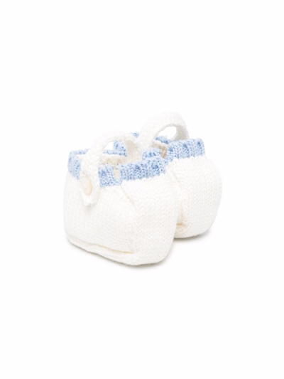La Stupenderia Babies' Chunky Knit Cotton Slippers In White
