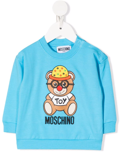 Moschino Babies' Teddy Bear Print Sweatshirt In Blue