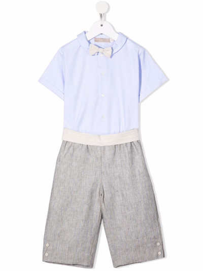La Stupenderia Kids' Two-piece Shorts Suit In Blue