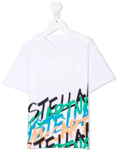 Stella Mccartney Kids' Graffiti-logo T-shirt In White