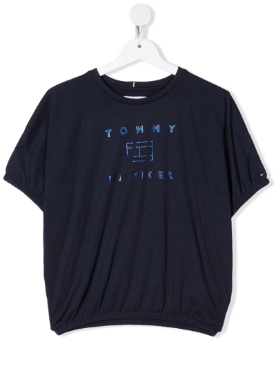 Tommy Hilfiger Junior Kids' Logo Print Elasticated T-shirt In Blue