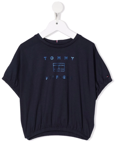 Tommy Hilfiger Junior Kids' Logo Print Elasticated T-shirt In Blue