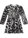 Dolce & Gabbana Short Zebra-print Chiffon Dress In Black
