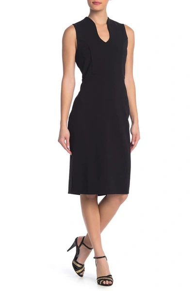 Nina Leonard U-neck Sleeveless Sheath Dress In Black