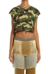 DOLCE & GABBANA CAMO PRINT CROP T-SHIRT