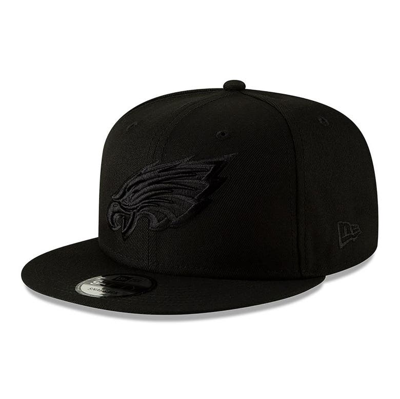 New Era Men's Black Philadelphia Eagles Black On Black 9fifty Adjustable Hat