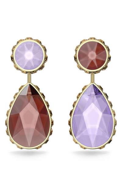 Swarovski Orbita Mismatched Crystal Drop Earrings In Purple
