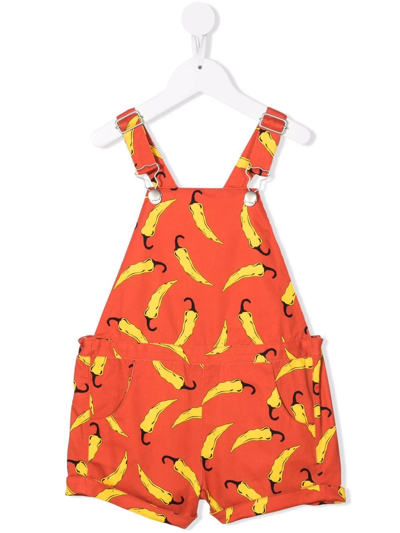 Wolf & Rita Kids' Chilli-motif Cotton Playsuit In Red