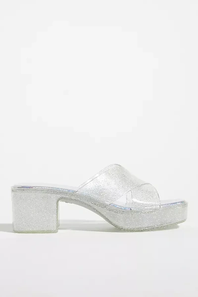 Jeffrey Campbell Bubblegum Heeled Slide Sandals In Silver