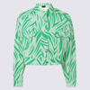 Dependance Zebra-print Button-up Cropped Jacket In Green