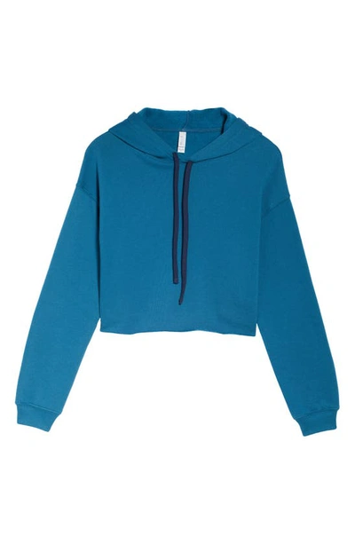 Bella Plus Canvas Solid Crop Hoodie In Deep Teal