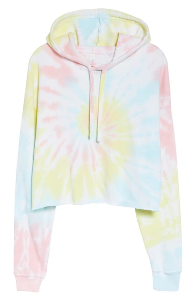 Bella Plus Canvas Crop Tie Dye Hoodie In Rainbow Pastel