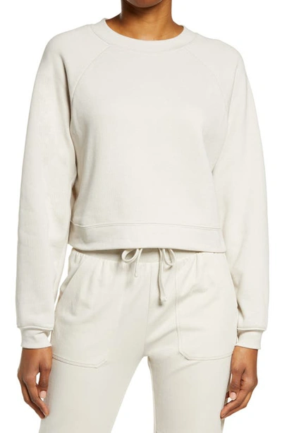 Bella Plus Canvas Raglan Sleeve Sweatshirt In Heather Dust