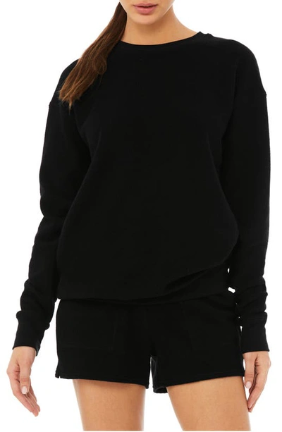 Bella Plus Canvas Sueded Crewneck Sweatshirt In Black