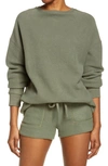 Bella Plus Canvas Sueded Crewneck Sweatshirt In Military Green