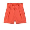 Bonpoint Teen Belted High-waisted Shorts In Orange