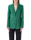 Valentino Single-breasted Wool-silk Blazer In Basil Green