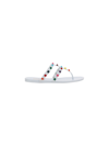 Valentino White Rockstud Rubber Sandals In Bianco/multicolor