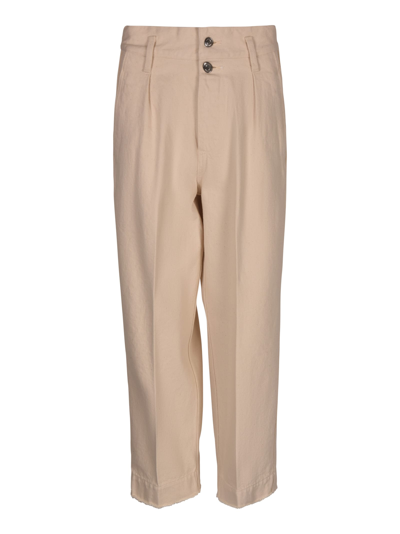 Tanaka Double-buttoned Trousers In Rinsed Raw White