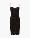 Magda Butrym Sweetheart-neck Ruched Stretch-crepe Midi Dress In Brown