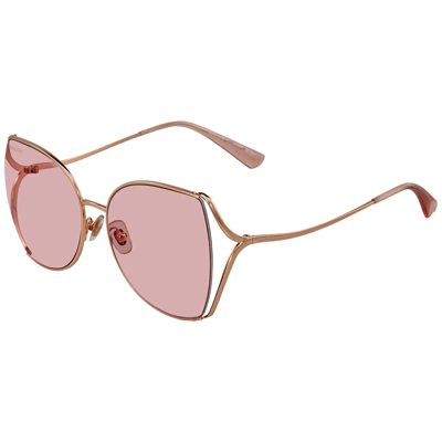 Bolon Lolita Translucent Pink Butterfly Ladies Sunglasses Bl7082 B32 58 In Gold Tone,pink,rose Gold Tone