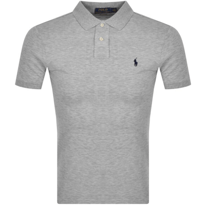 Ralph Lauren Pique Slim-fit Polo Shirt In Grey