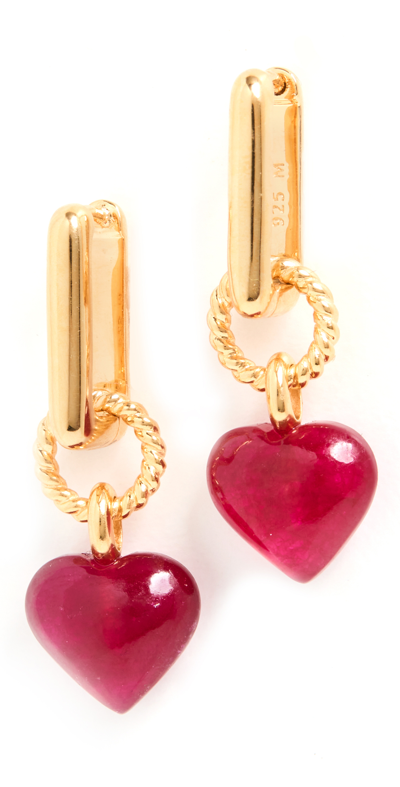 Missoma Heart Drop Earrings In Pink Quartz
