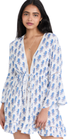 PLAYA LUCILA MINI BORDER PRINT KIMONO BLUE BORDER PRINT