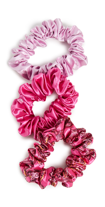 Slip X Alice + Olivia Pure Silk Large Scrunchies - Spring Rose In Pink