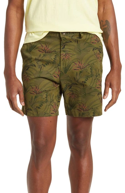 Slate And Stone Ross Tropical Print 7" Shorts In Green Palm Print