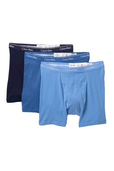 Calvin Klein Boxer Briefs In Peacoat/delft/silver Lake Blue