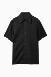 Cos Regular-fit Linen Shirt In Black