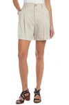 Karen Kane Pleat Front Linen Shorts In Natural