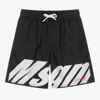 Msgm Kids' Logo Print Nylon Swim Shorts In Black