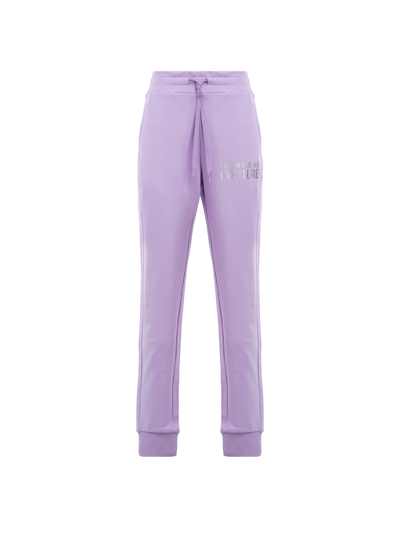 Versace Jeans Couture Thick Lamina Logo Print Joggers In Lavander