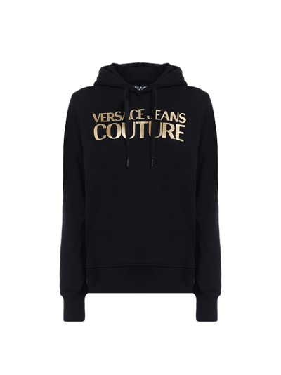 Versace Jeans Couture Thick Lamina Logo Print Hoodie In 899 + 948