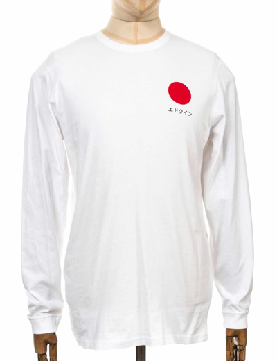 Edwin Japanese Sun Long Sleeve T-shirt In White