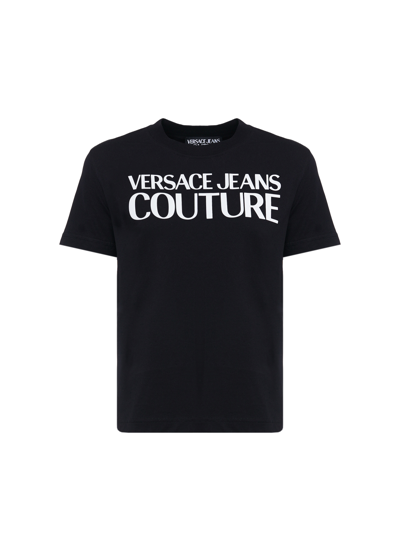Versace Jeans Couture T-shirt With Rubberised Logo Print In Black