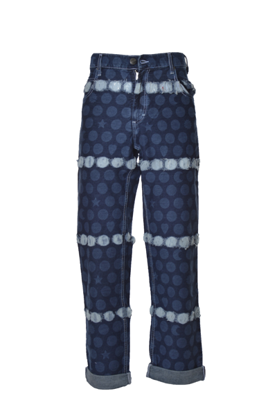 Charles Jeffrey Loverboy Runes Etched Polka-dot Straight-leg Jeans In Blue
