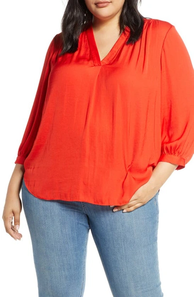 Vince Camuto Rumple Fabric Blouse In Crimson Red