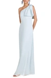 Sachin & Babi One Shoulder Bow Chelsea Gown In Ice Blue In Ice Blue