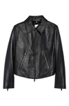 Burberry Rhode Yoked Leather Crop Jacket In Black