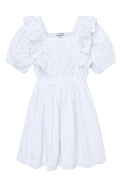 Habitual Girl Kids' Puff Sleeve Cotton Dress In White