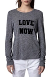 ZADIG & VOLTAIRE LOVE NOW LONG SLEEVE GRAPHIC TEE