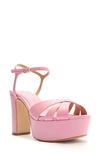 Schutz Keefa Leather Ankle-strap Platform Sandals In Club Rose
