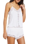 Eberjey Iona Point D'esprit Tulle-trimmed Stretch-modal Playsuit In White